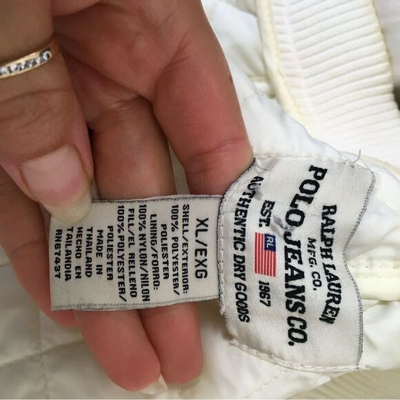 Ralph Lauren Polo Jeans Women's Cream 4 Pocket Full Zip Quilted Jacket Size XL - Picture 14 of 17